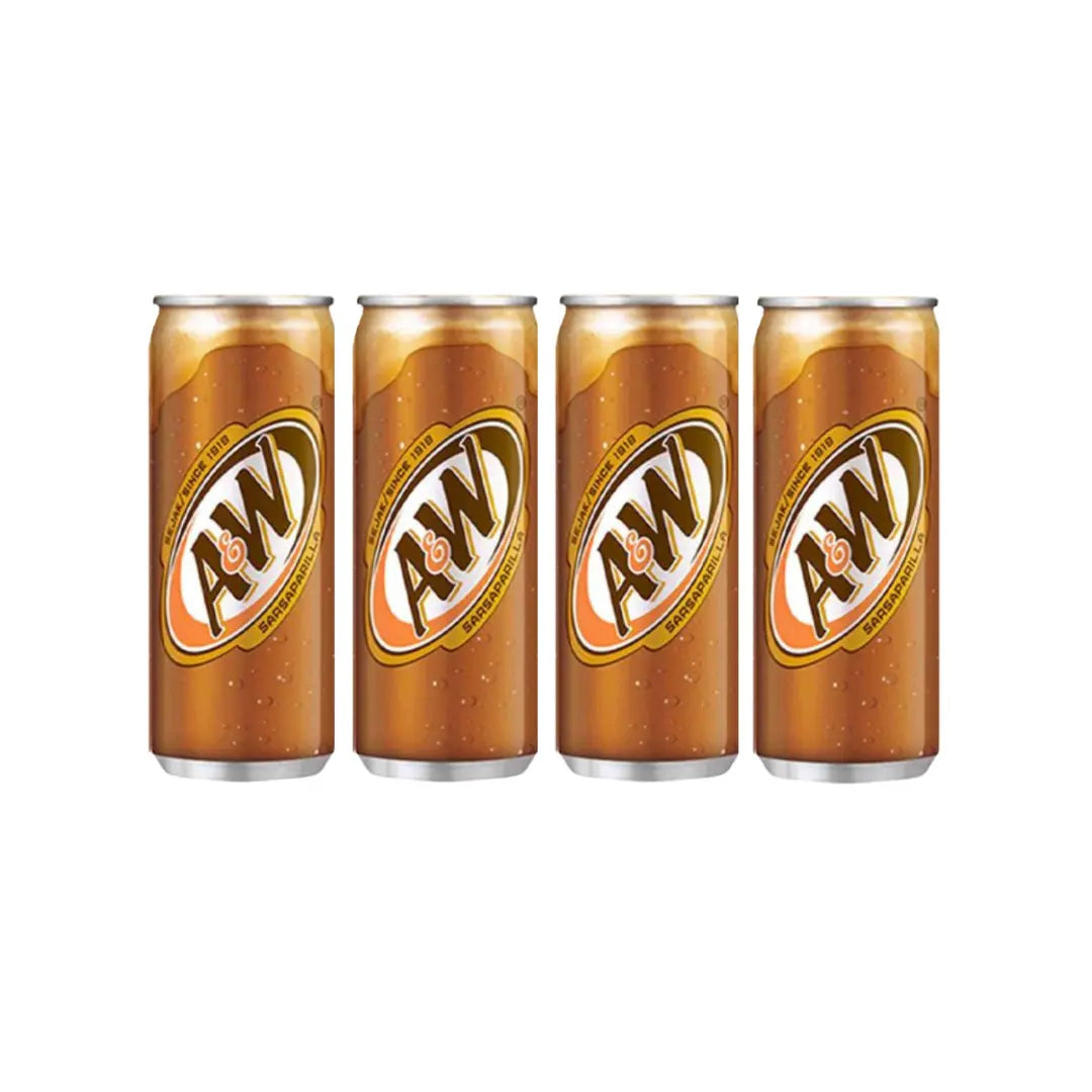 A&W Root Beer, Rasa Sarsaparila, Drink imported 330ml (Pack of 4)