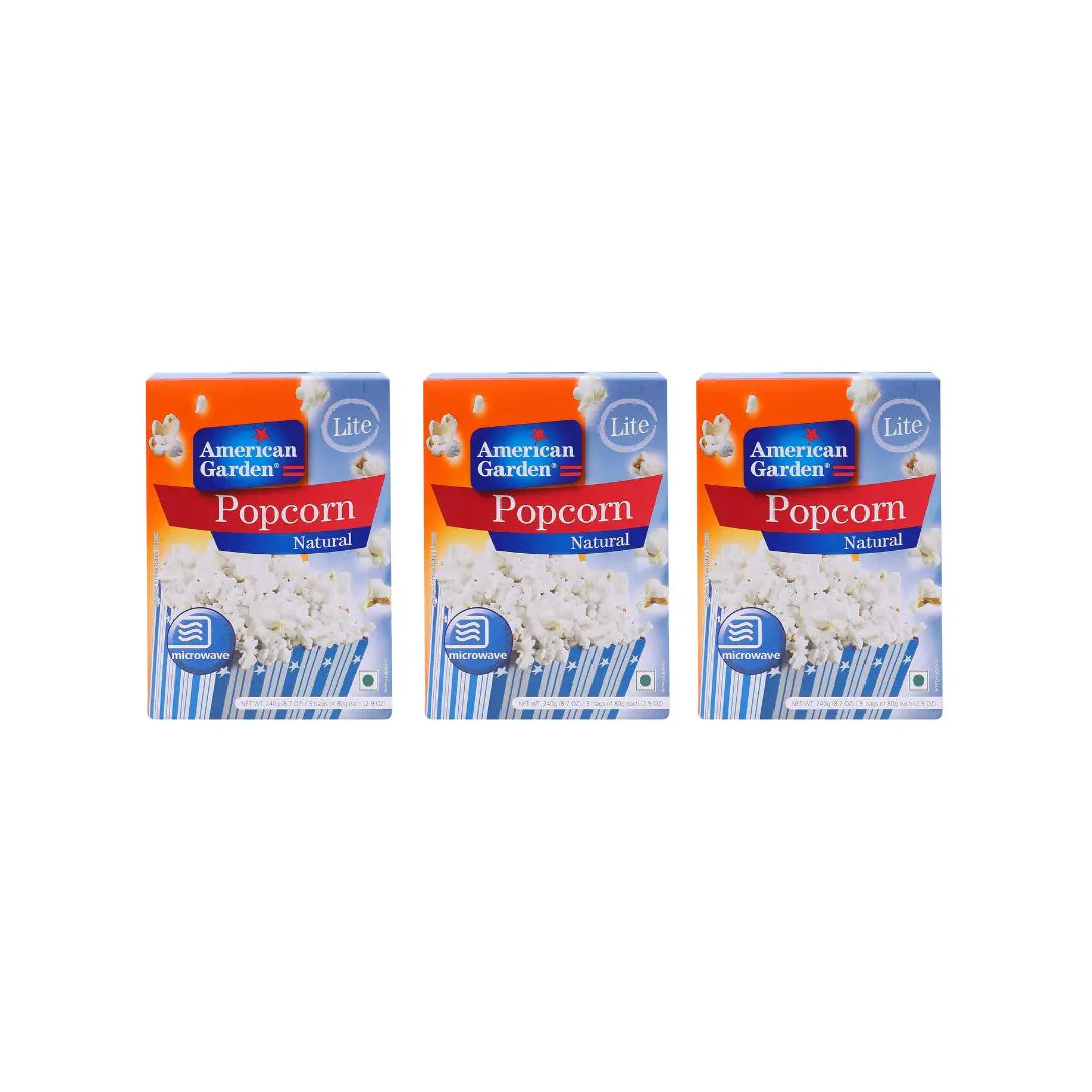 American Garden Lite Natural Microwave Popcorn, 273 g (Pack of 3)
