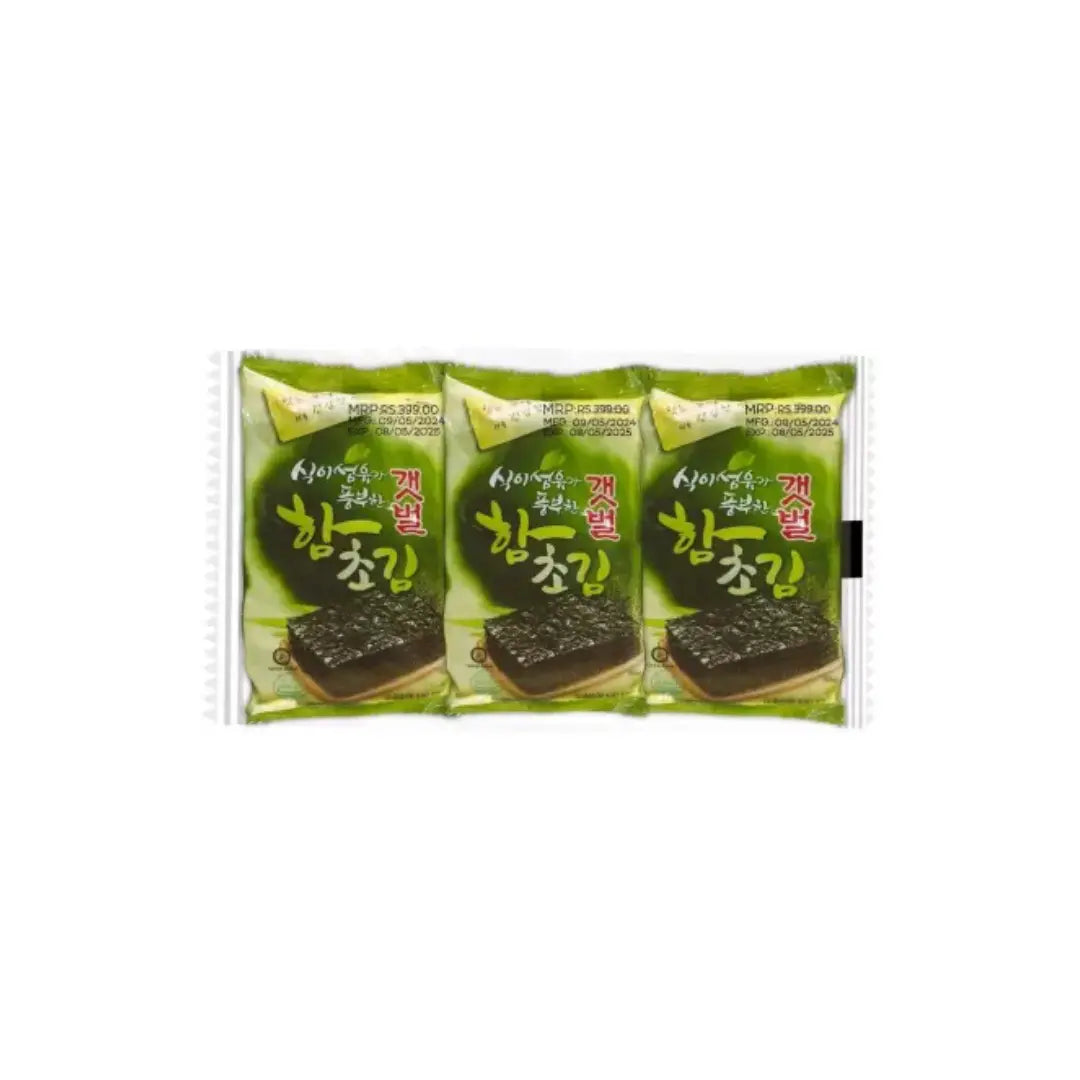 BINARI Seasoned Crispy Seaweed Hamcho Salt Flavor (Pack of 3)