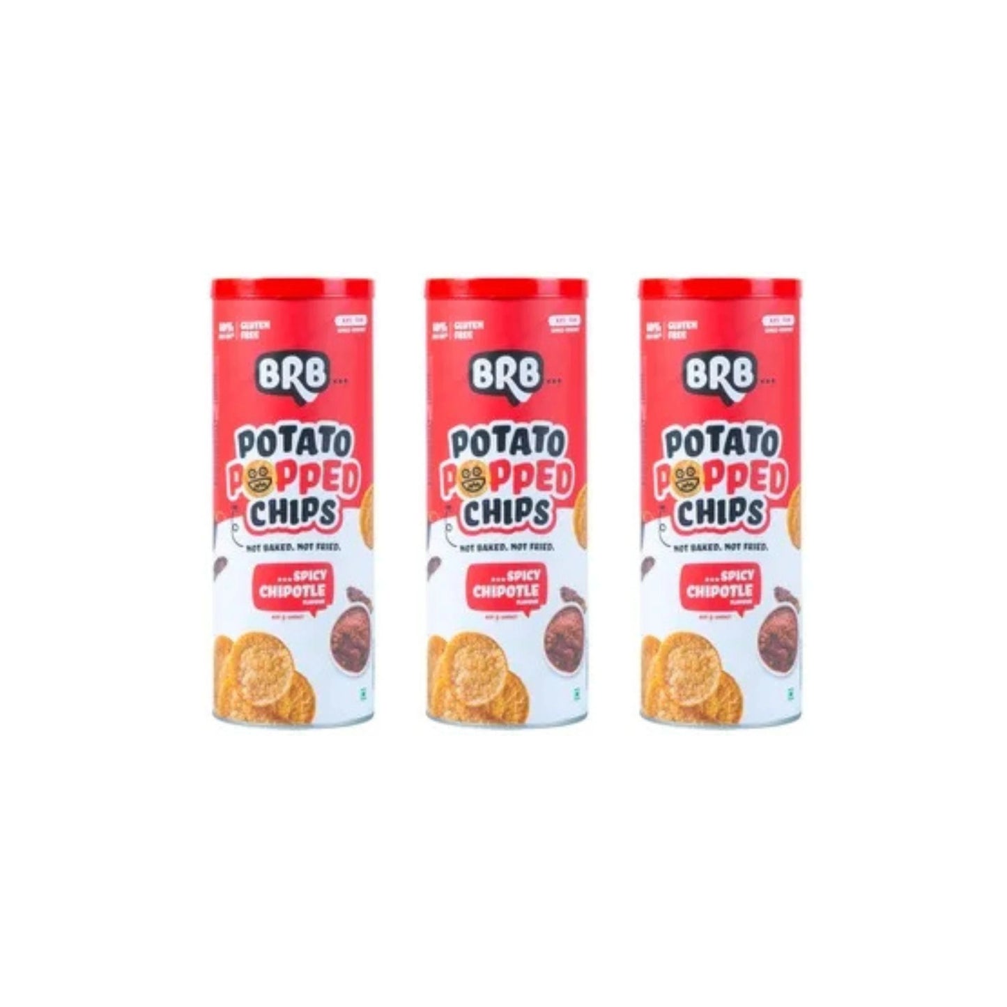 BRB Spicy Chipotle Flavour Potato Popped Chips 85g (Pack of 3)