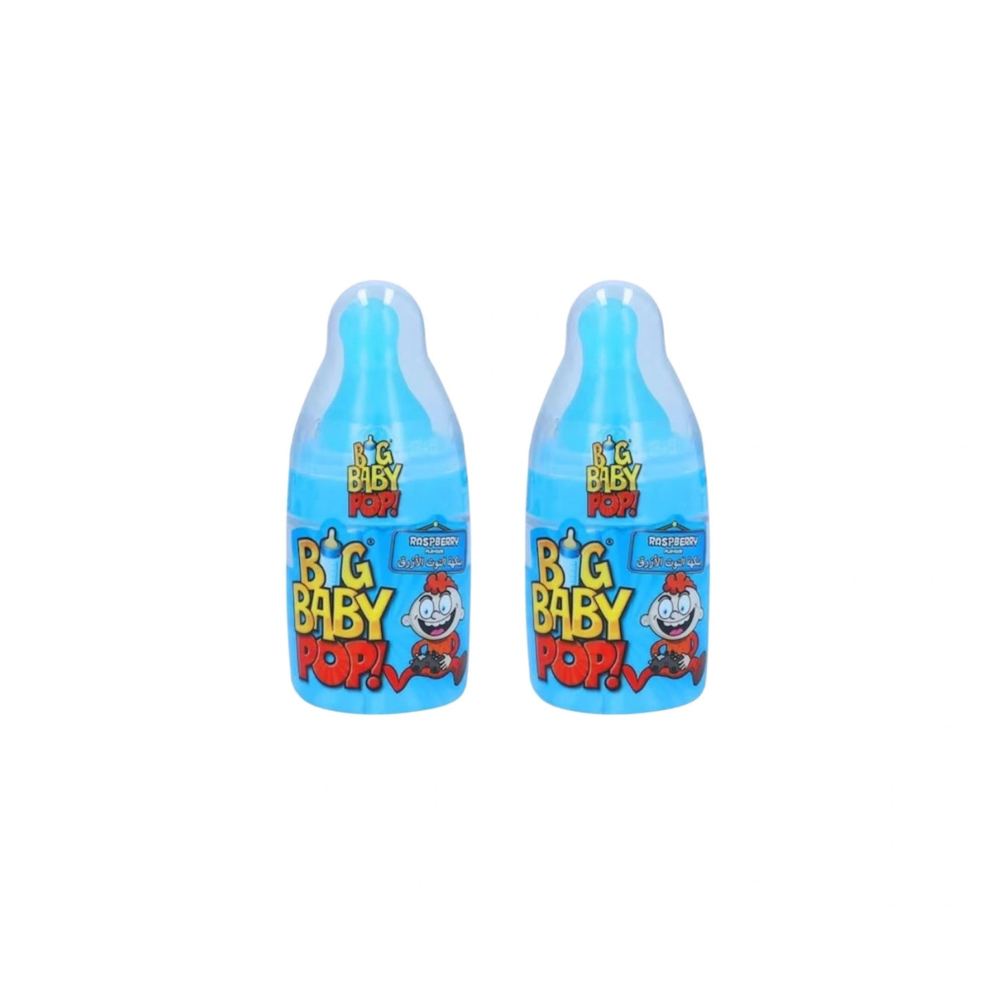 Bazooka's Big Baby Pop Raspberry Flavour Hard Candy Lollipop, 32g (Pack of 2)
