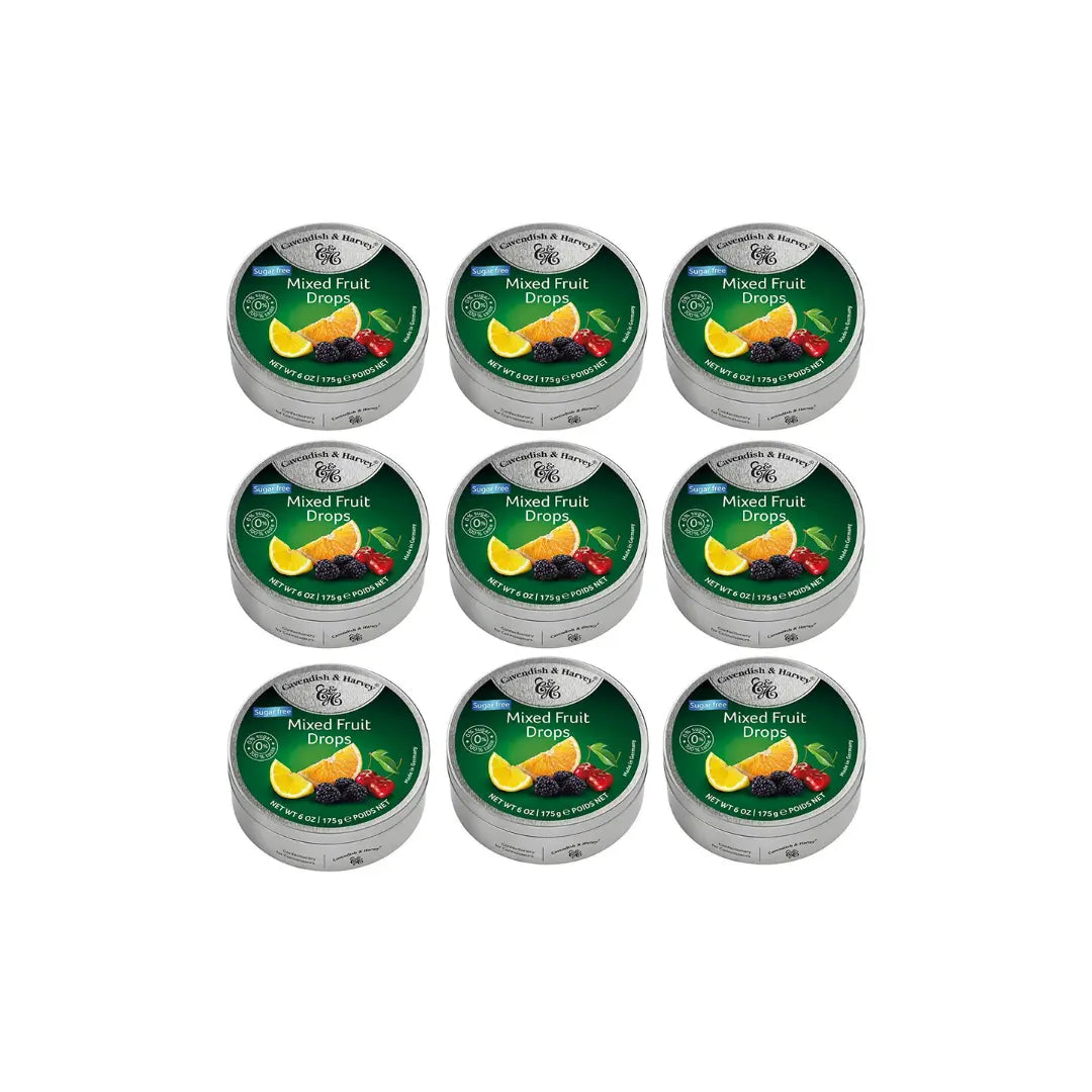 Cavendish & Harvey Sugar Free Mixed Fruit Drops, 175G (Pack of 9)