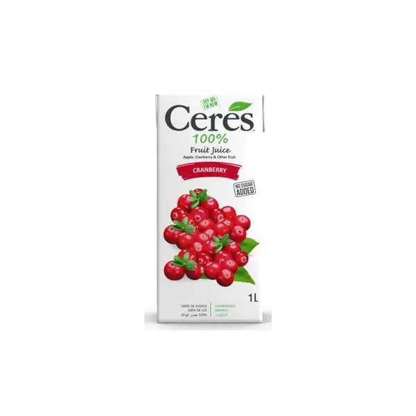 Pure cranberry juice without sugar in a 1L bottle