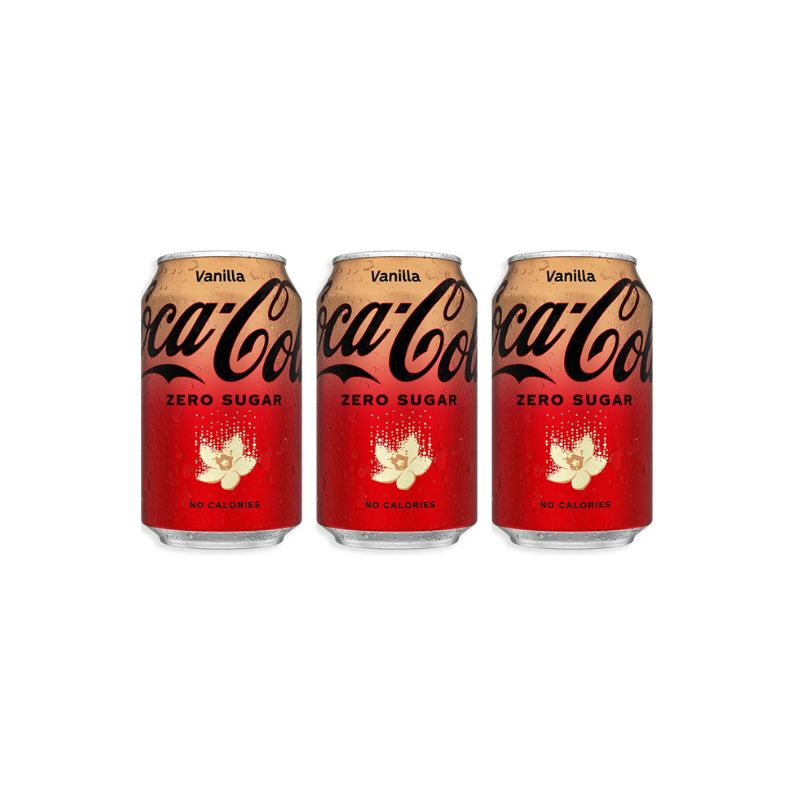 Coca Cola Vanilla Zero Sugar Drink Imported 330ml (Imported) -(Pack of 3)