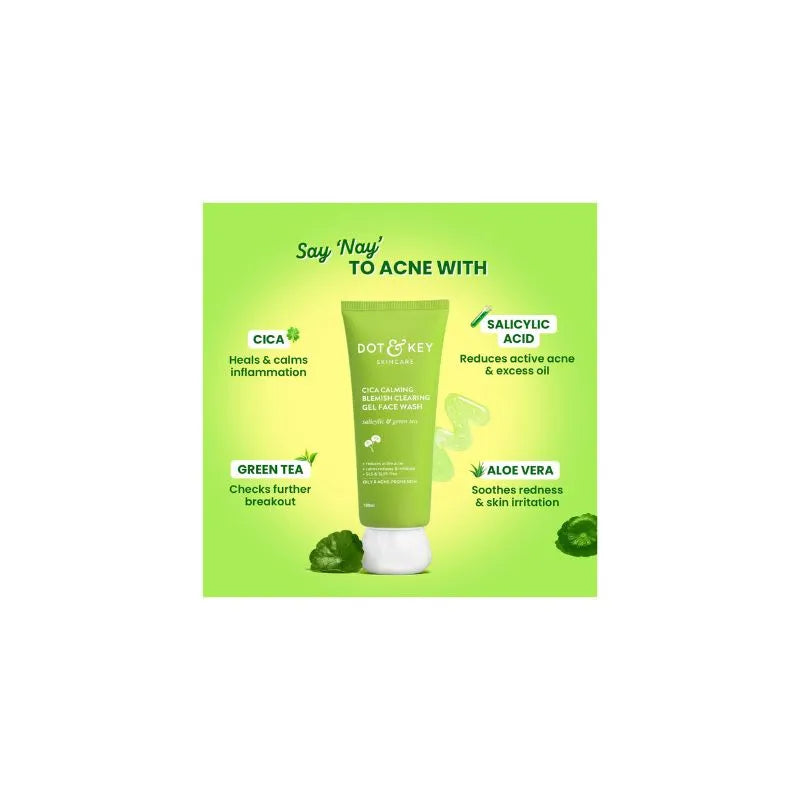 Dot & Key CICA Face Wash for Acne Prone Skin, 100ml (Pack of 2)