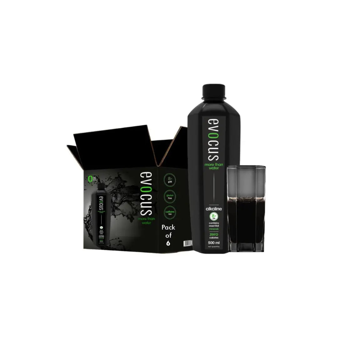 Evocus Black Alkaline Drink Infused with Essential Minerals 500ml (Pack of 6)