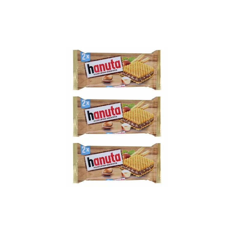 Ferrero Hanuta Hazelnut Chocolate | Hazelnuss Schnitte Bar 44g (Pack of 3)