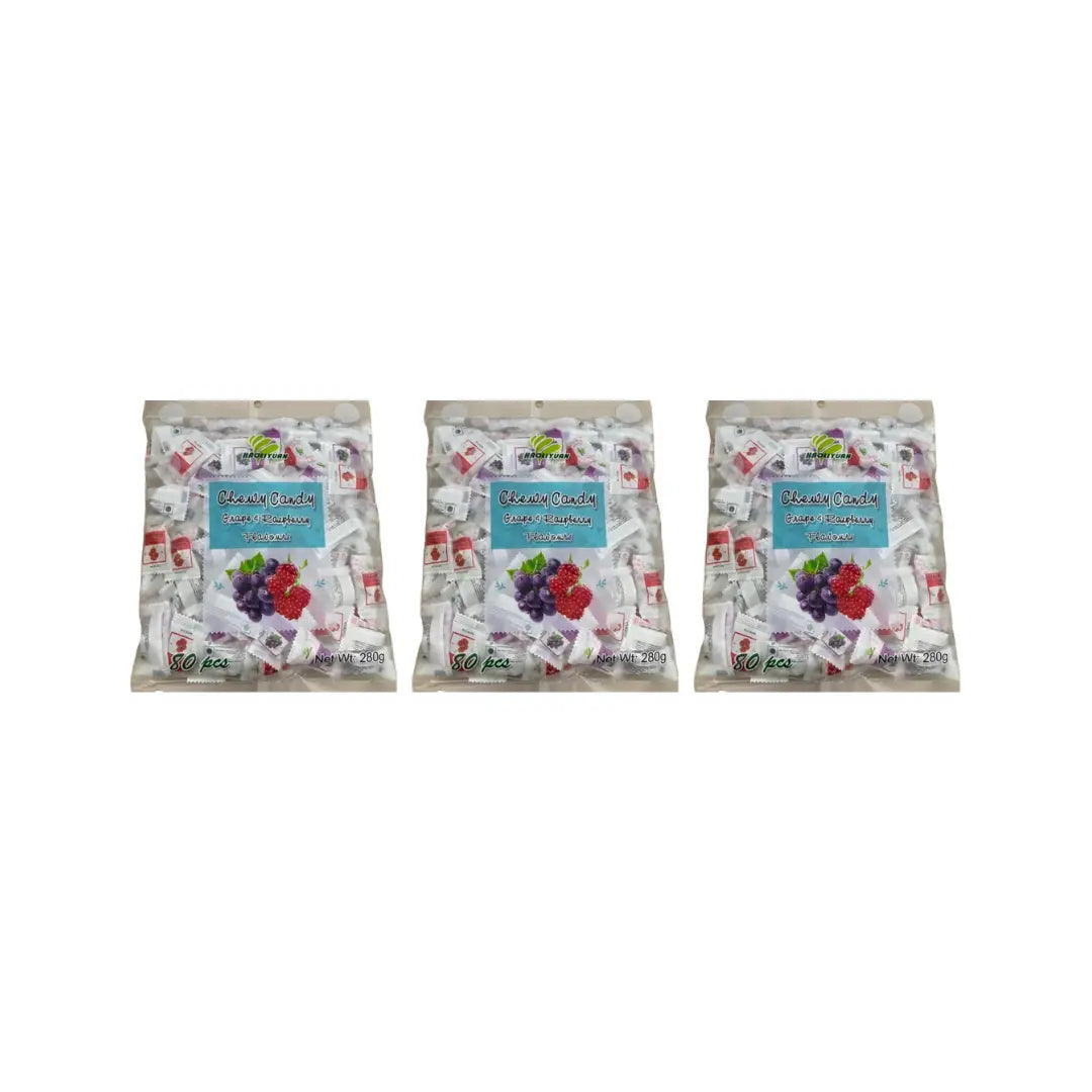 Haoliyuan Chewy Candy, Grape & Raspberry Flavour 280g (Pack Of 3)