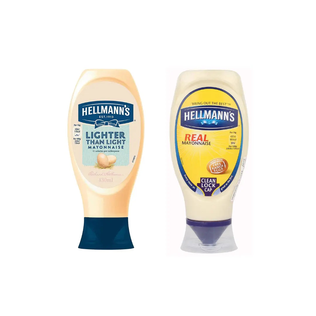 Hellmann's Lighter Than Light Mayonnaise Squeeze 430ml + Hellmann's Real Mayonnaise Squeeze 430ml (Combo Pack)