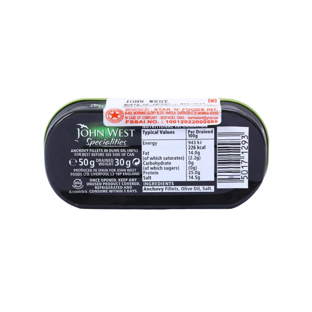 John West anchovy fillets in olive oil 50g