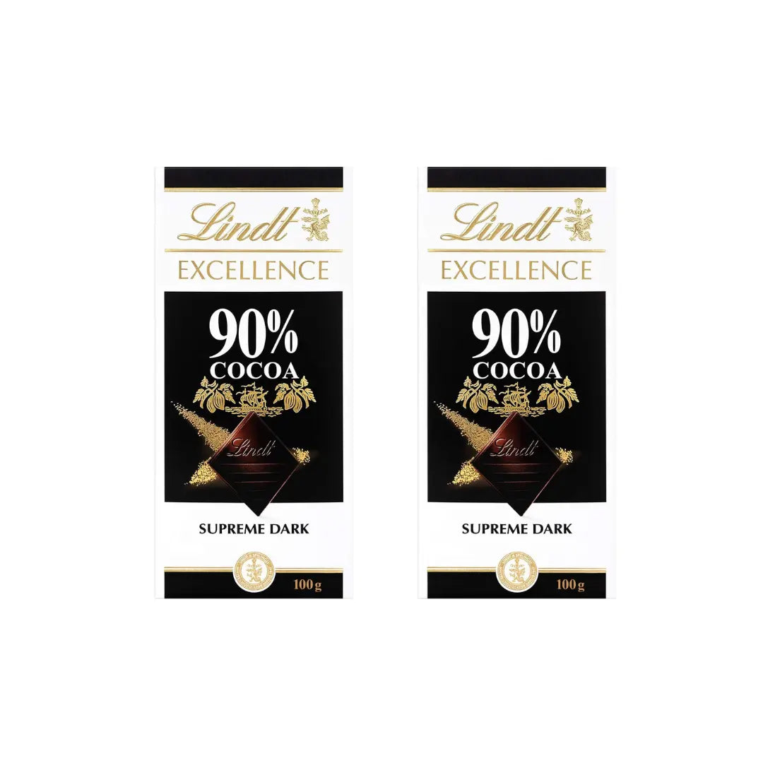 Lindt Excellence 90% Cocoa Dark Chocolate 100g (Pack of 2)