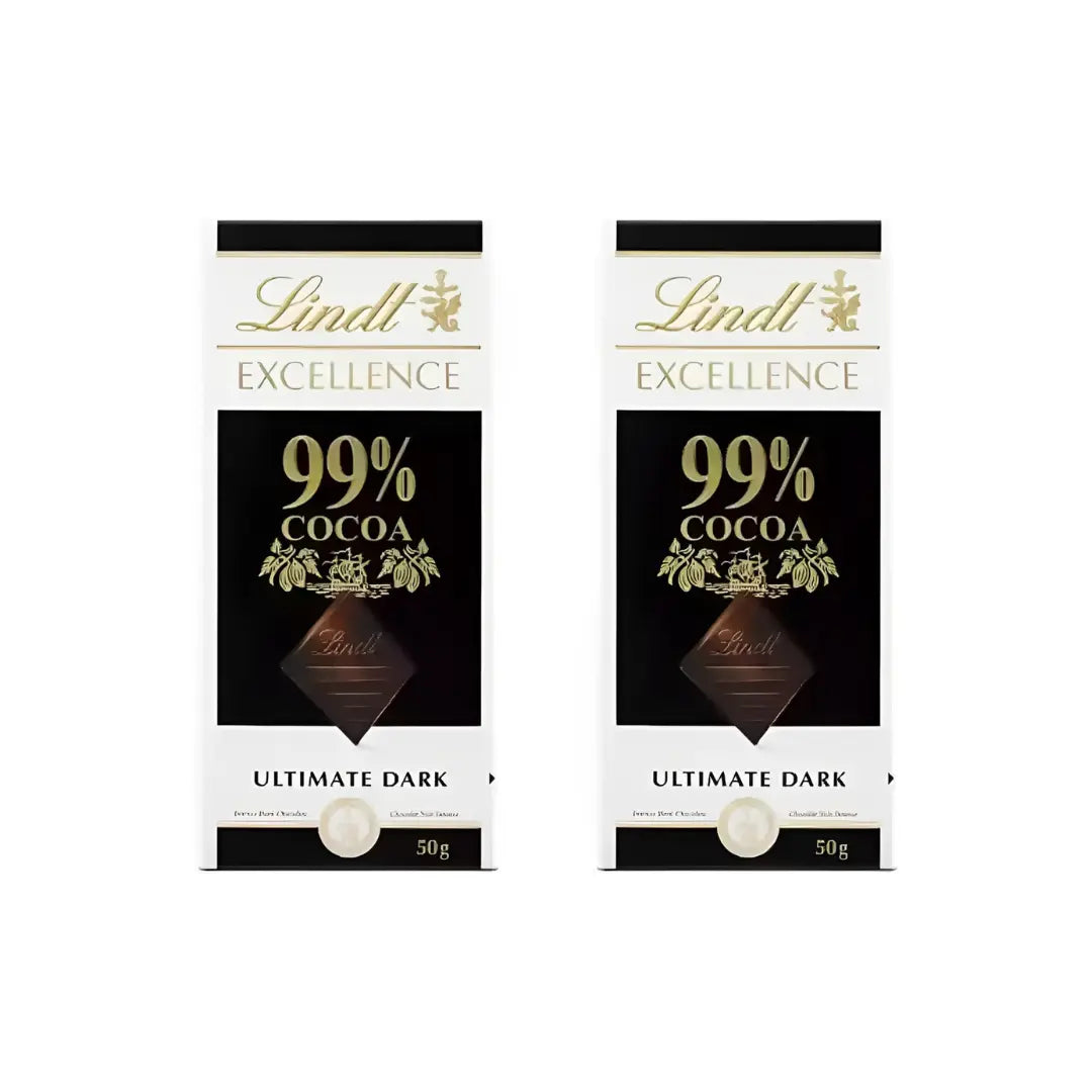 Lindt Excellence 99% Cocoa Dark Chocolate 50g (Pack of 2)