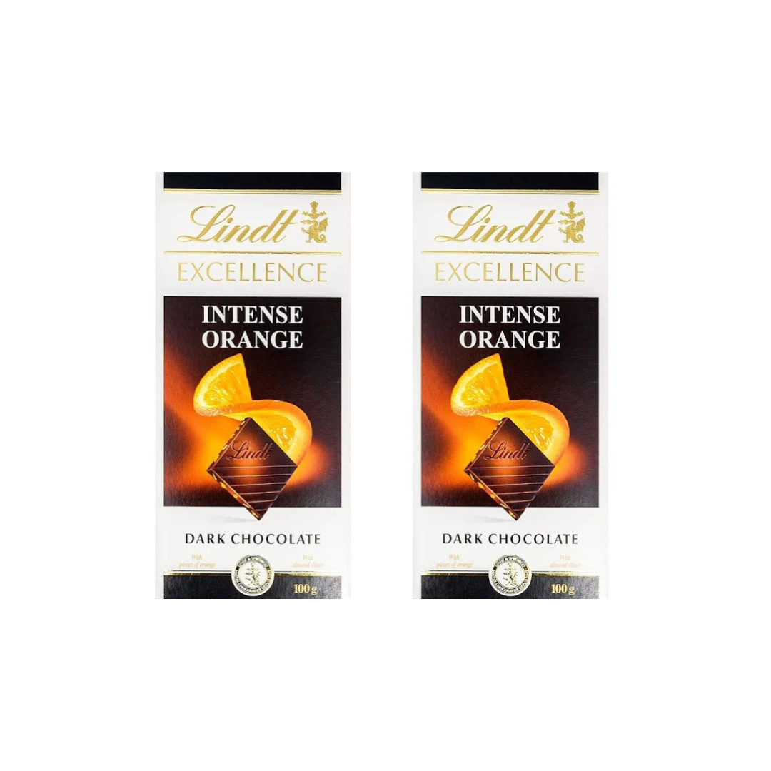 Lindt Excellence Orange Intense Dark Chocolate 100g (Pack of 2)