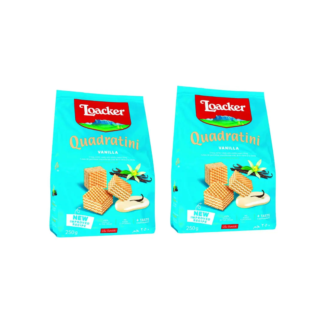 Loacker Quadratini Vanilla Wafers 250g (Pack of 2)
