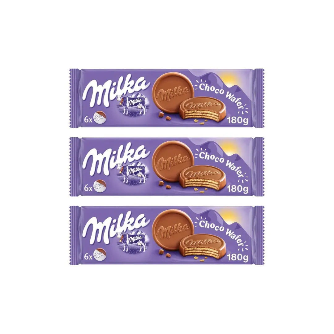 Milka Biscuit Collection Choco Wafer Pouch, 180g (Pack of 3)