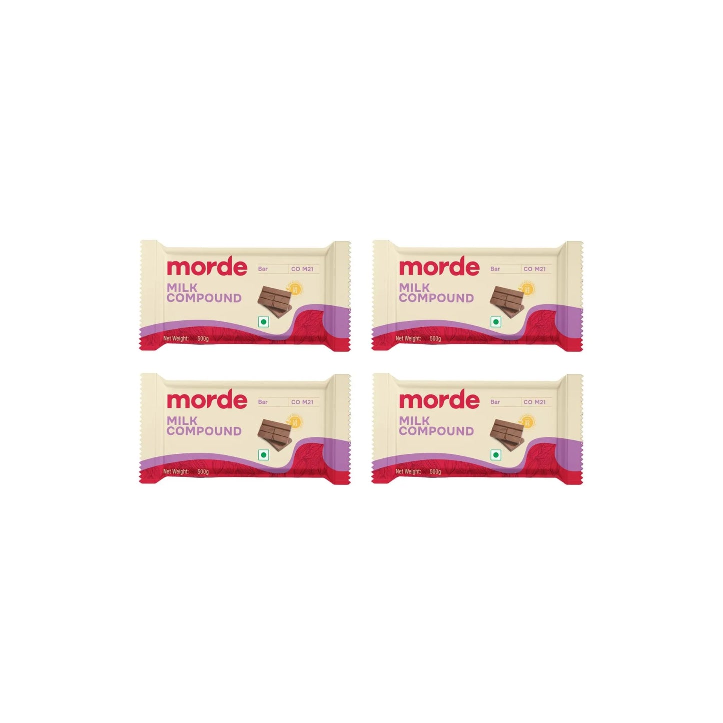 Morde Milk Compound Co M21-500g (Pack of 4) – Premium Milk Chocolate Compound for Baking & Coating