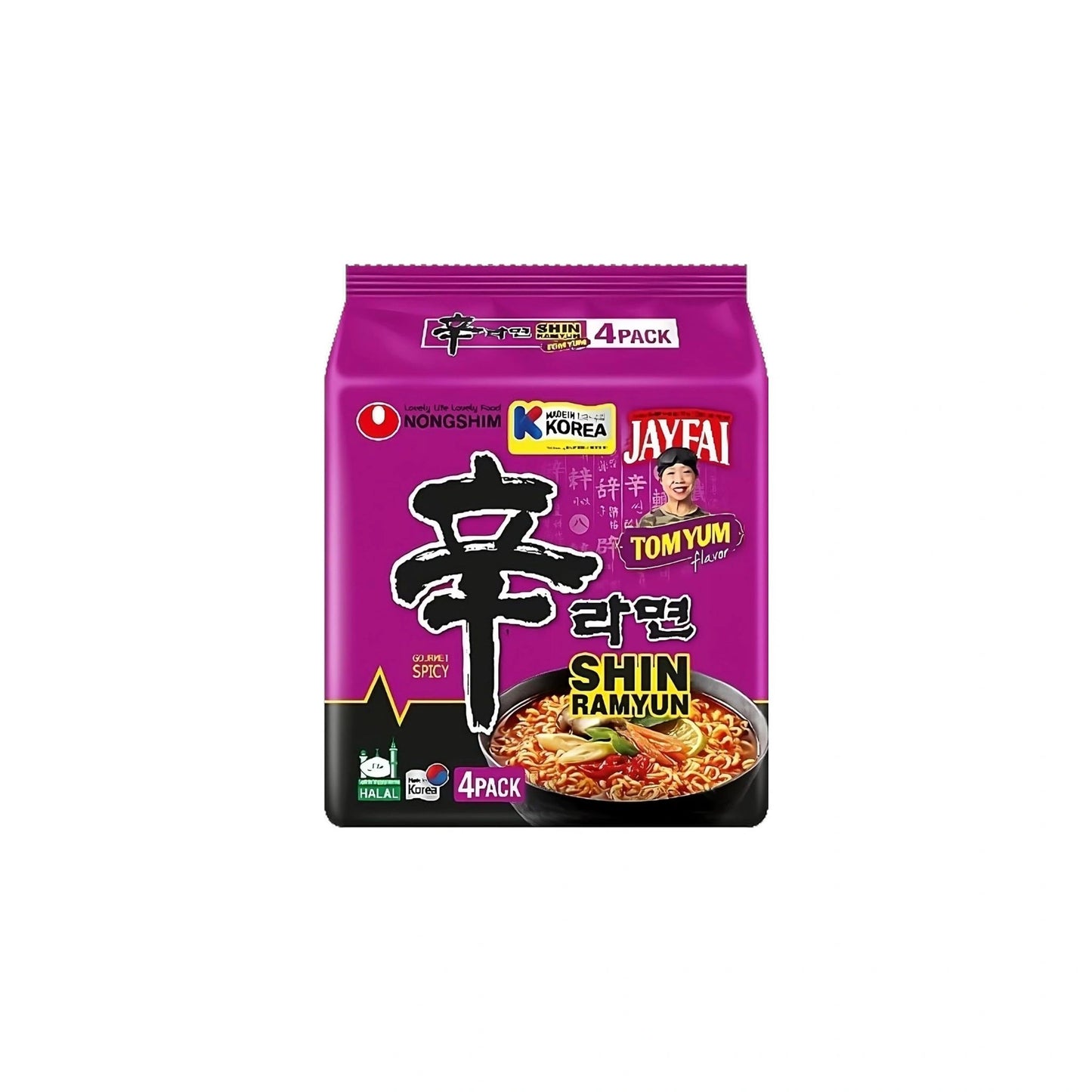 Nongshi.m Shin Ramyun Tom Yum Tomym Noodles 85g Each (Pack of 4)