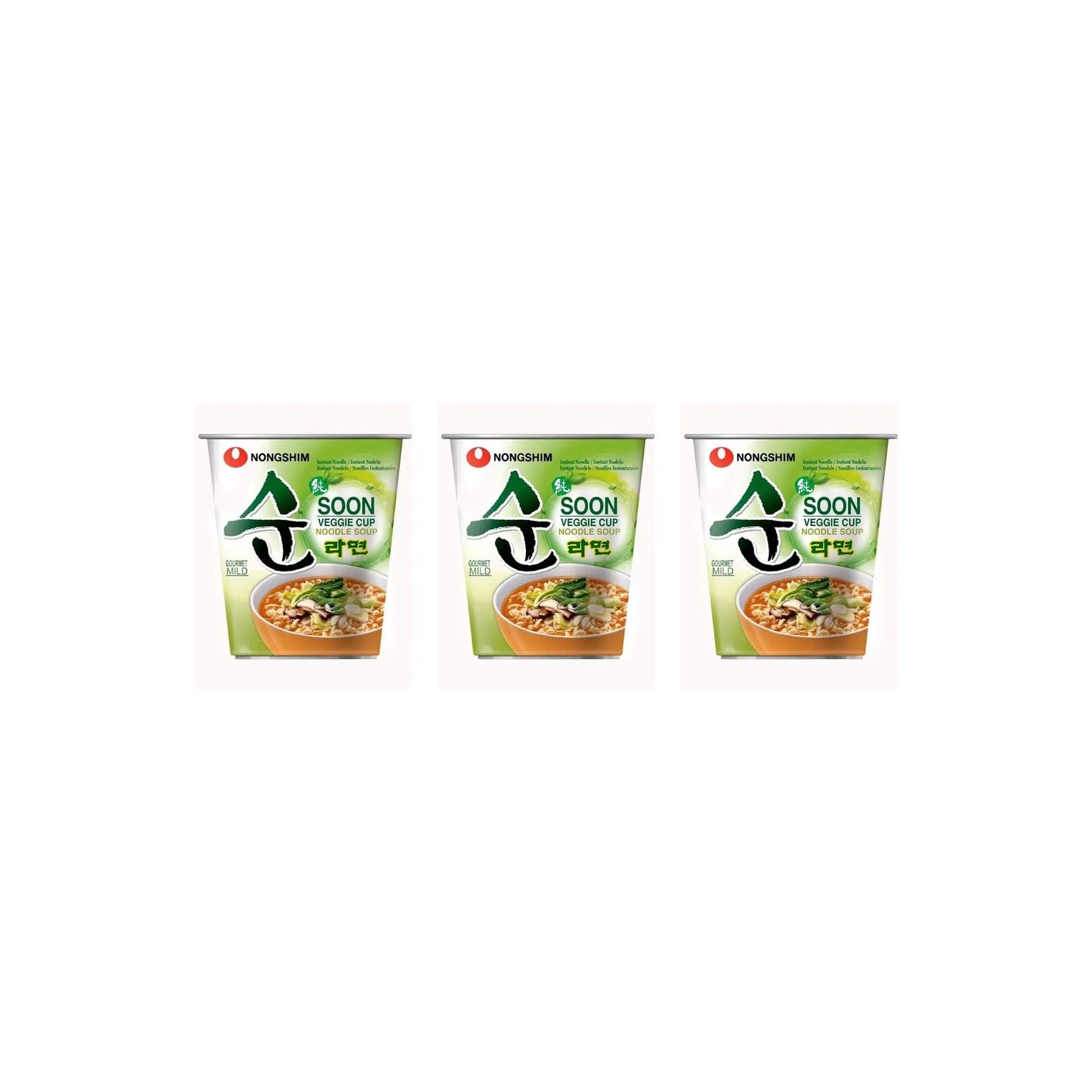 Nongshim Soon Veggie Cup Noodle Soup 67g (Pack of 3)
