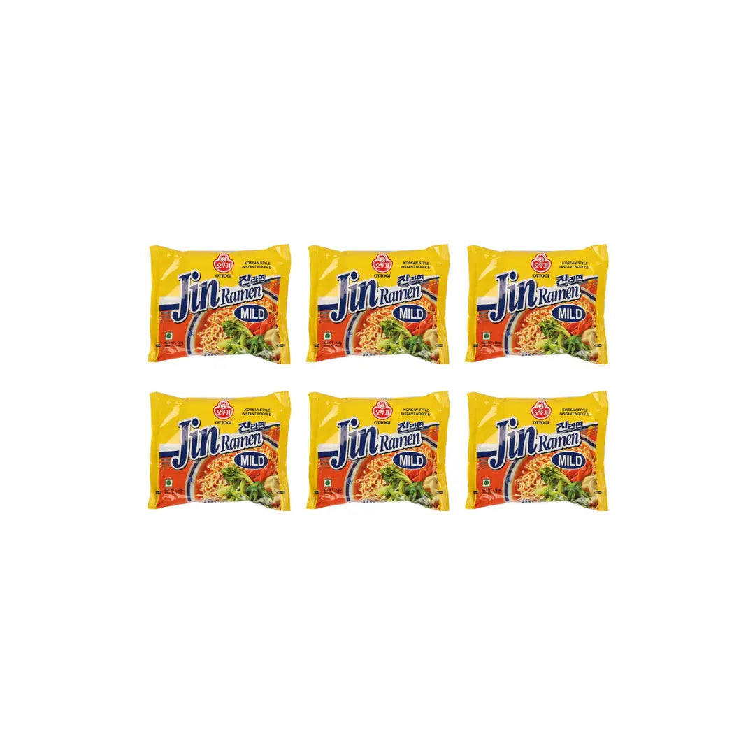 Ottogi Jin Ramen Mild Noodles 120g (Pack of 6)