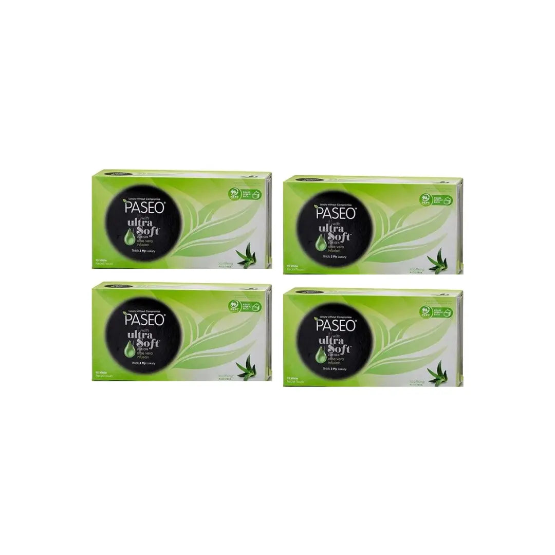 Paseo with Ultra Soft Lotion aloe vera infusion luxury Facial Tissues (Pack of 4) (Imported)