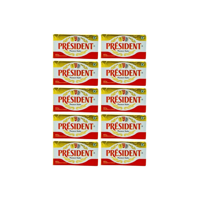 President Unsalted Butter 500gm (Pack of 10)