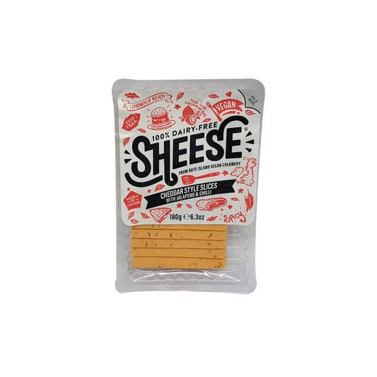SHEESE VEGAN CHEDDAR SLICES WITH JALPENO & CHILLI 180g