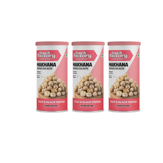 Snack Factory Makhana Salt & Black Pepper, 80gm (Pack of 3)