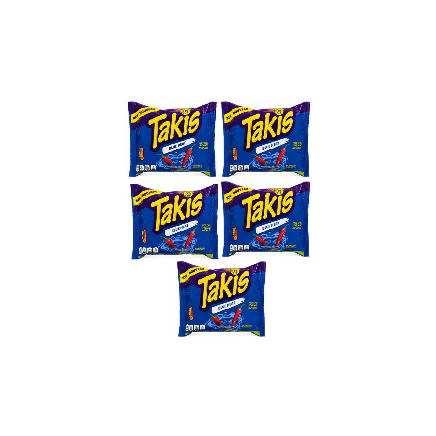 Takis Blue Heat Hot Chili Piquant Spicy Mexican Flavor Instant Noodles 140grams (pack of 5)