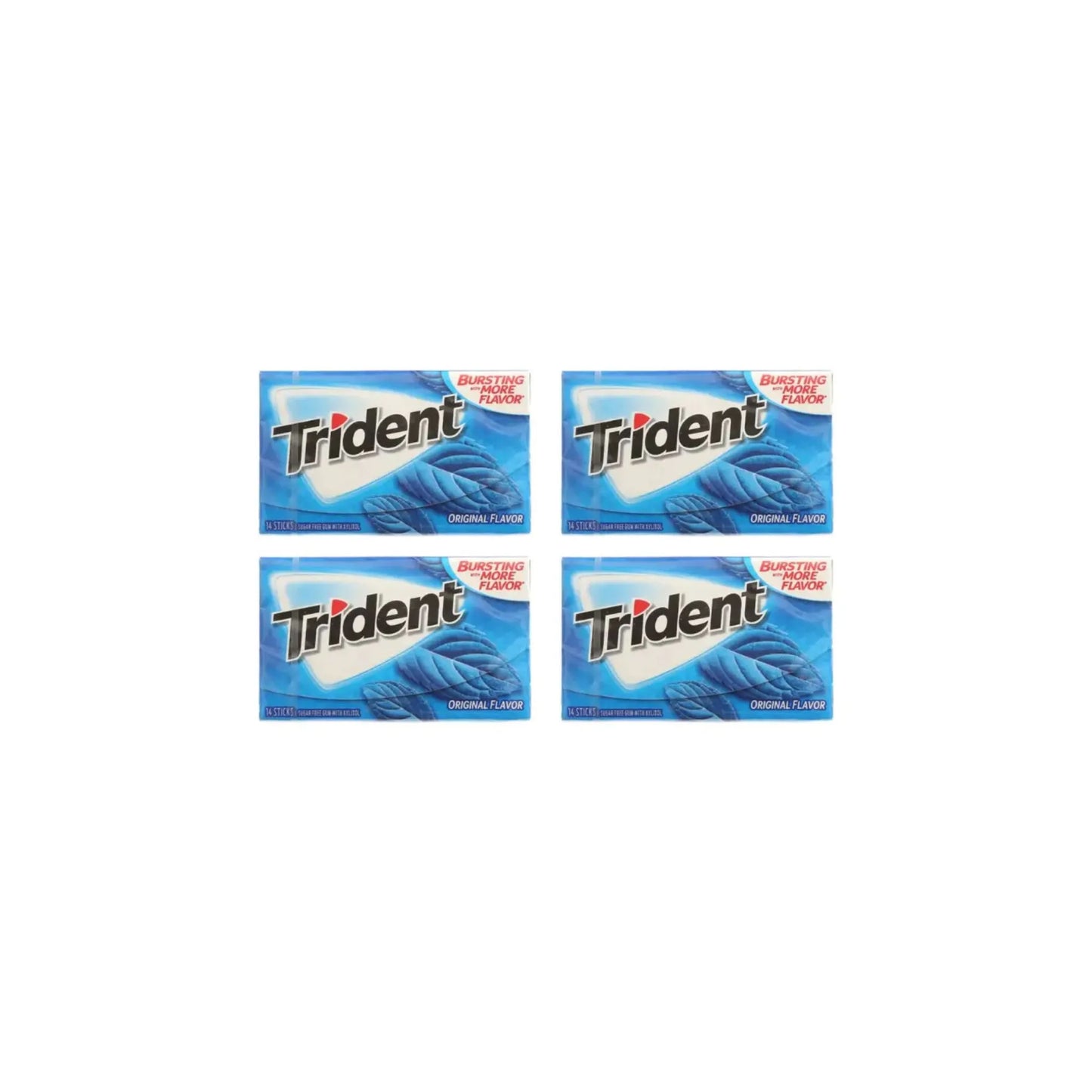 Trident Sugar-Free Original Flavoured Gum 14 Sticks 26g (Pack of 4)