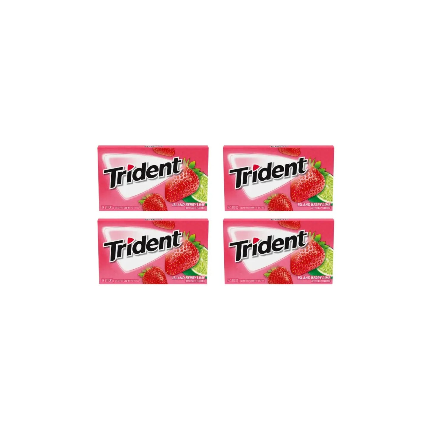 Trident Island Berry Lime Sugar free Gum 14sticks (Pack of 4)