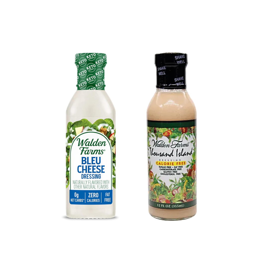 Walden Farms Calorie Free Blue Cheese Dressing, 355ml + Walden Farms Sugar Free Thousand Island Dressing, 355ml (Combo Pack)