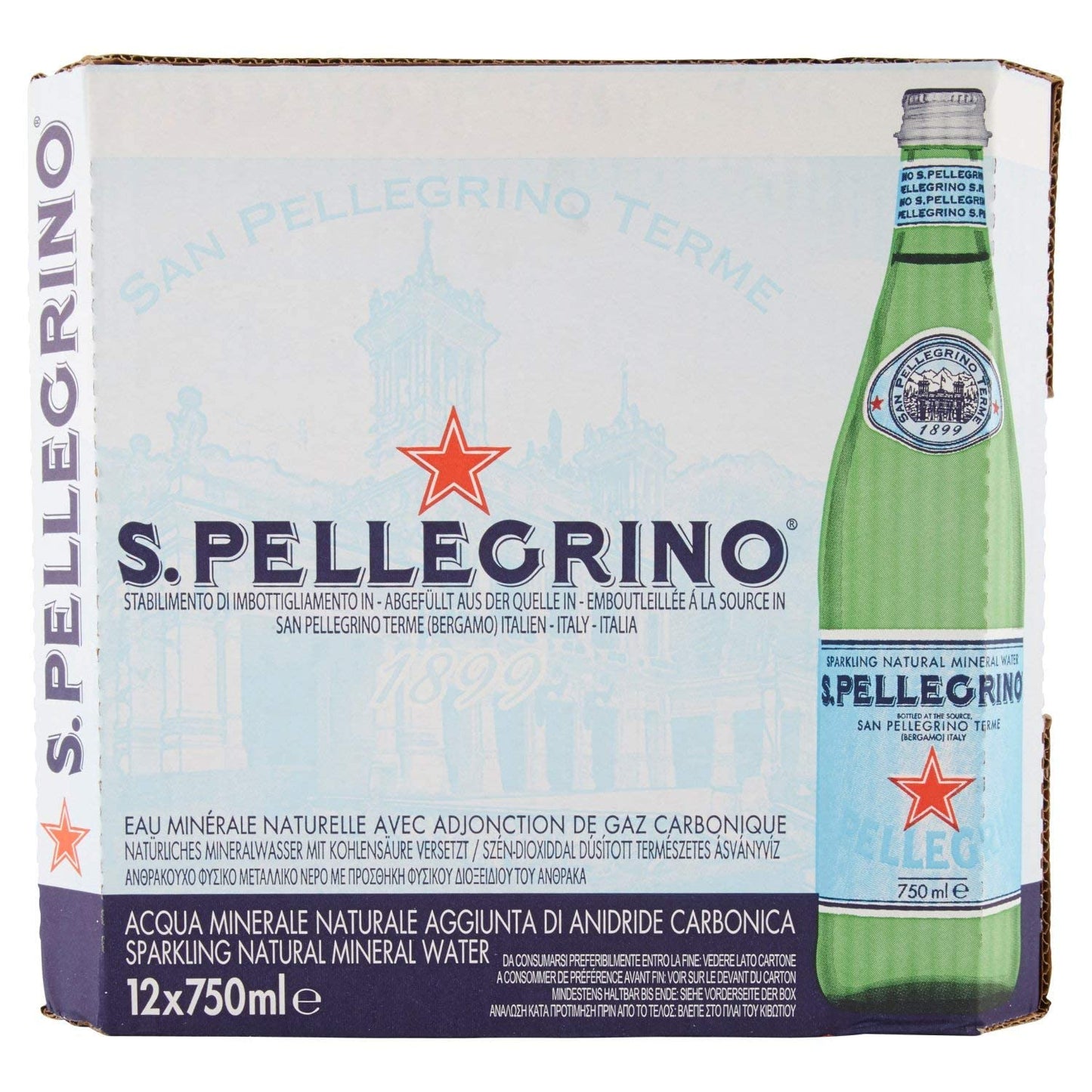 luckystore imported  Natural Mineral Water  >San Pellegrino Carbonated Natural Mineral Water Bottle, 12 X 750 m (Imported)