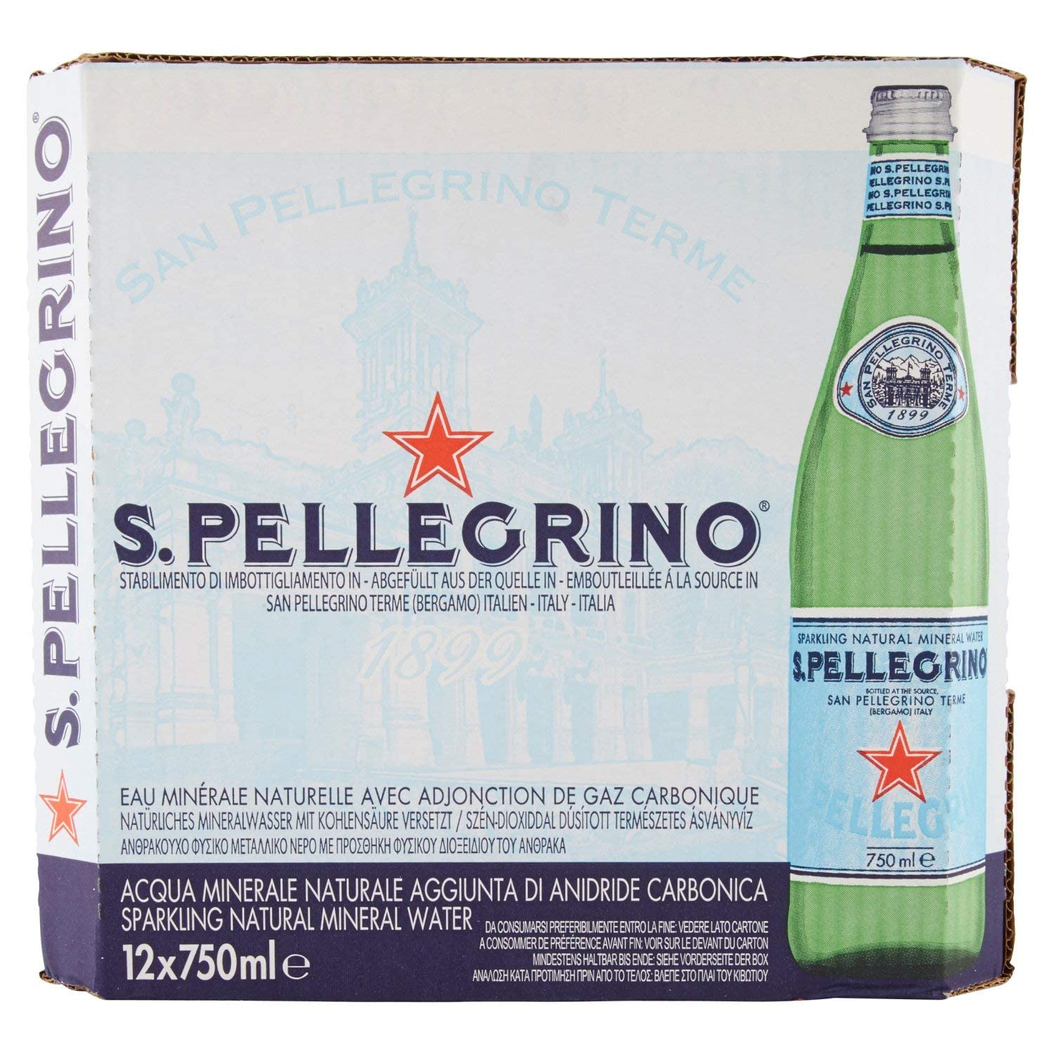 luckystore imported  Natural Mineral Water  >San Pellegrino Carbonated Natural Mineral Water Bottle, 12 X 750 m (Imported)