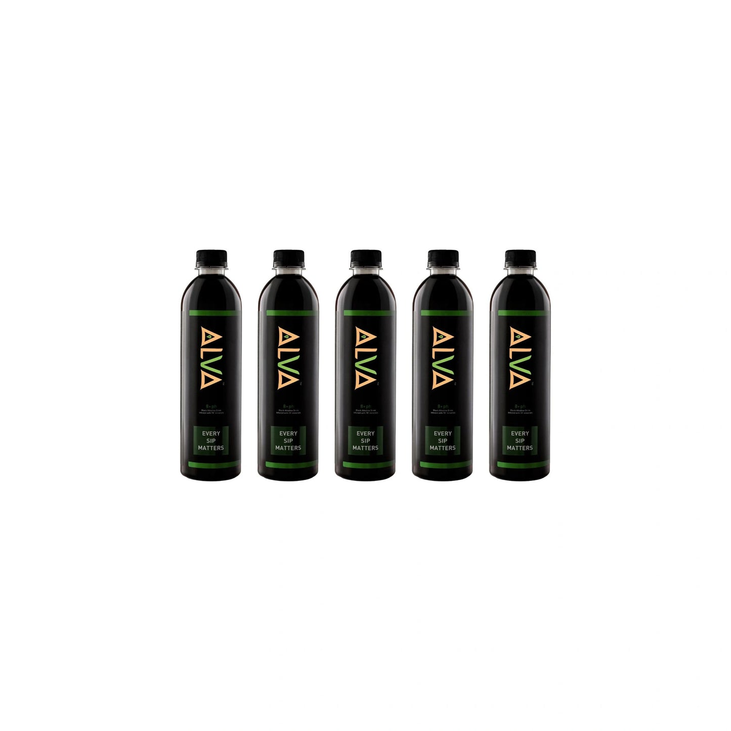 ALVA Black Alkaline Drink 8+ pH Infused with 70 Minerals – 500ml (Pack of 5)