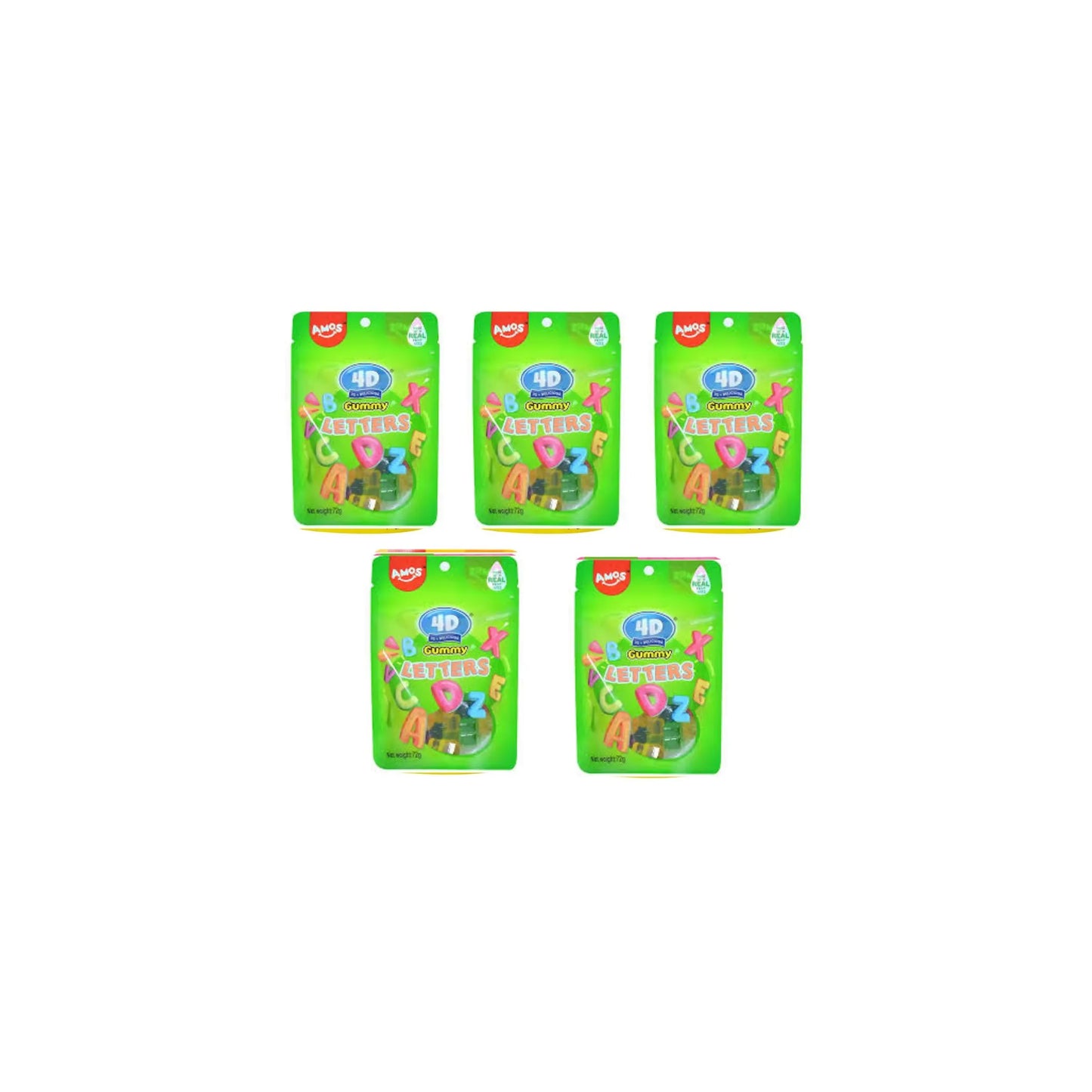 AMOS 4D Gummy Letters Candy,72g (Pack of 5)