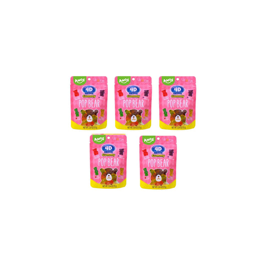 AMOS 4D Gummy Pop Bear Candy,72g (Pack of 5)