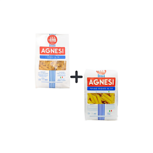 Agnesi Fusilli N-78 Pasta 500g + Agnesi Penne Rigate N-19 Pasta 500g (Combo Pack)