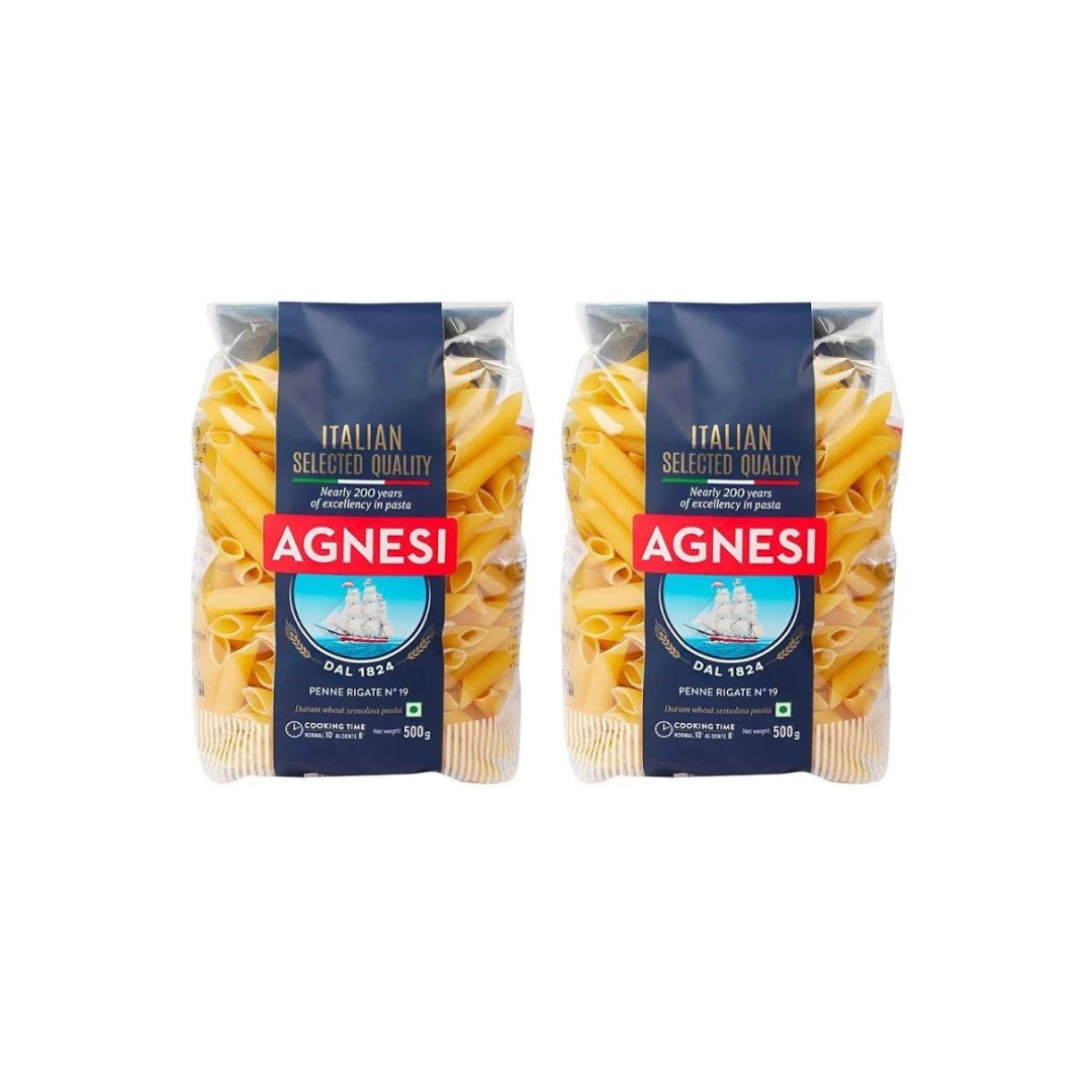 Agnesi Penne Rigate N-19 Pasta 500g (PACK OF 2)