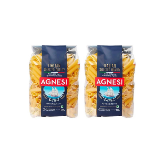 Agnesi Penne Rigate N-19 Pasta 500g (PACK OF 2)