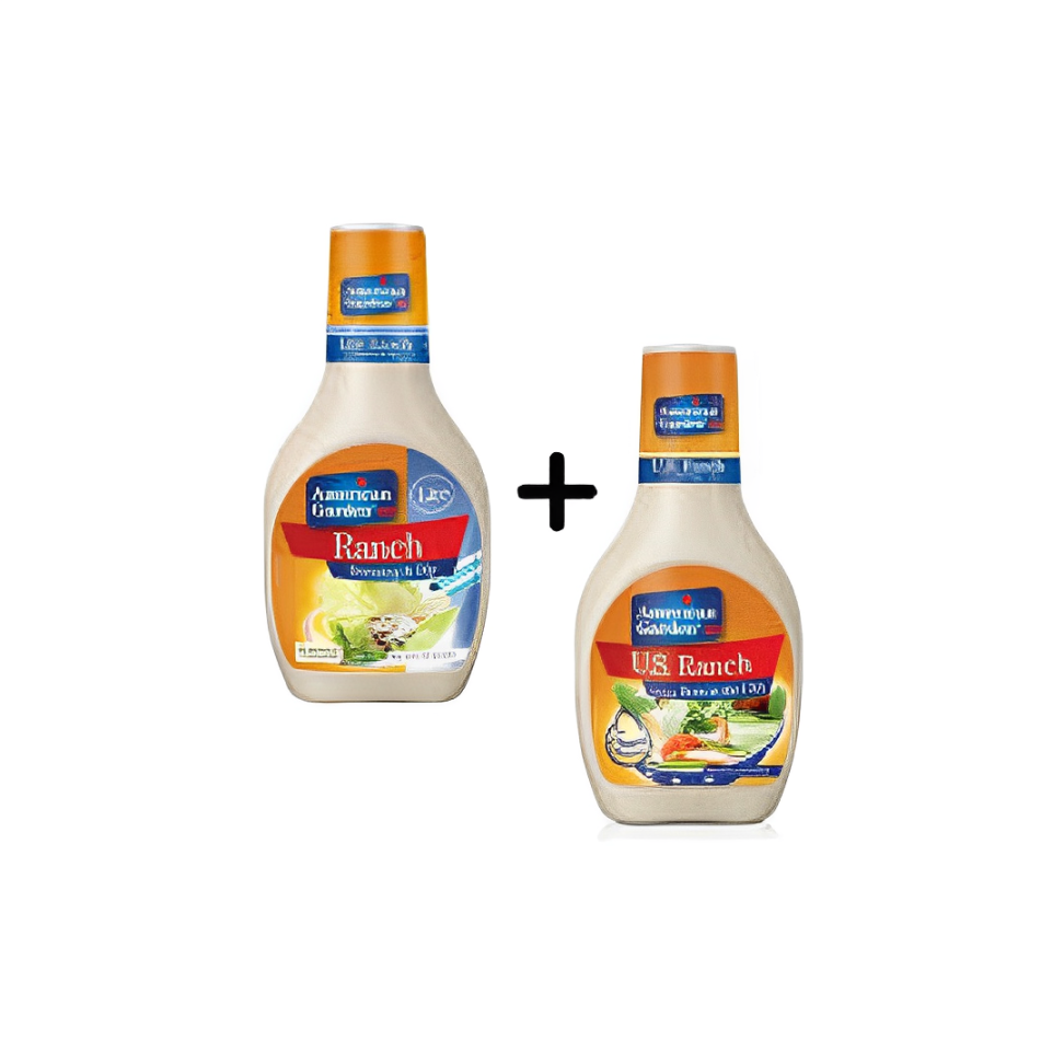 Ameican Garden Ranch Dressing 70% Less Fat Sauce 267ml + American Garden U.S. Ranch Dressing 267g (Combo Pack)