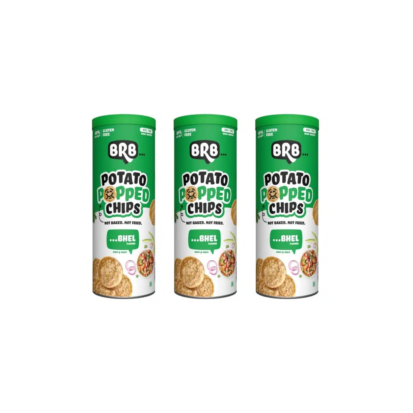 BRB Potato Popped Chips - Bhel Flavour 85g (Pack of 3)