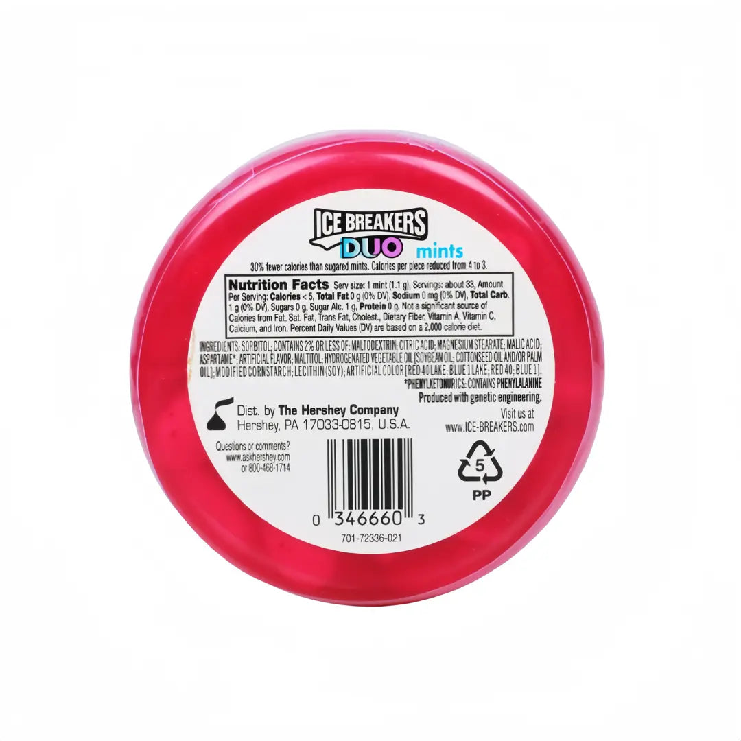 Buy Ice Breakers Duo Fruit + Coolmints, Raspberry, 36 Grams Container (Pack of 2)