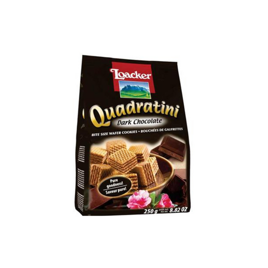 Buy Now | Loacker Quadratini Wafers – Dark Chocolate, 250g | luckystore.in 