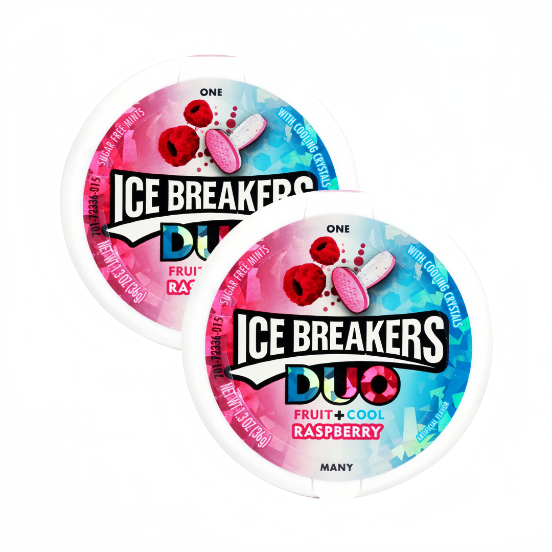Buy Ice Breakers Duo Fruit + Coolmints, Raspberry, 36 Grams Container (Pack of 2)