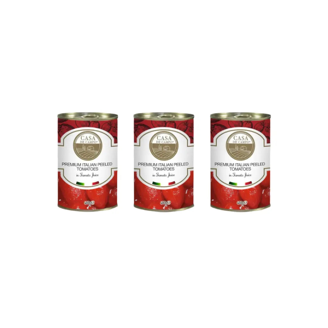 Casa De Campo Premium Italian Peeled Plum Tomatoes in Tomato Juice 400 g (Pack of 3)