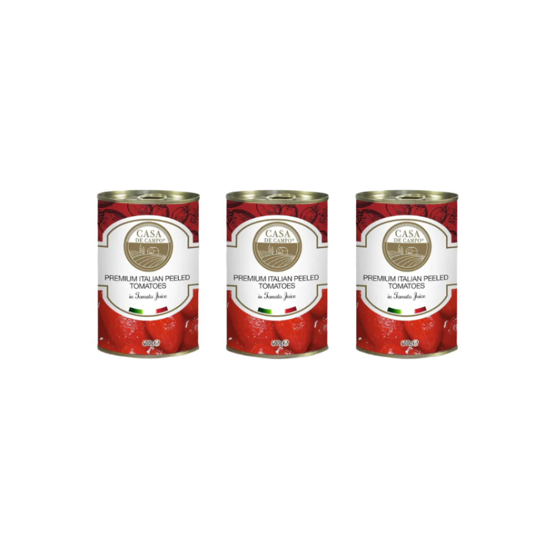 Casa De Campo Premium Italian Peeled Plum Tomatoes in Tomato Juice 400 g (Pack of 3)