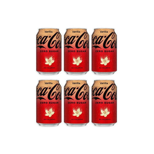 Coca Cola Vanilla Zero Sugar Drink Imported 330ml (Imported) - (Pack of 6)