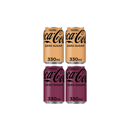 Coca Cola Cherry Zero Sugar Drink Imported 330ml + Coca Cola Vanilla Zero Sugar Drink Imported 330ml Imported (Combo Pack)
