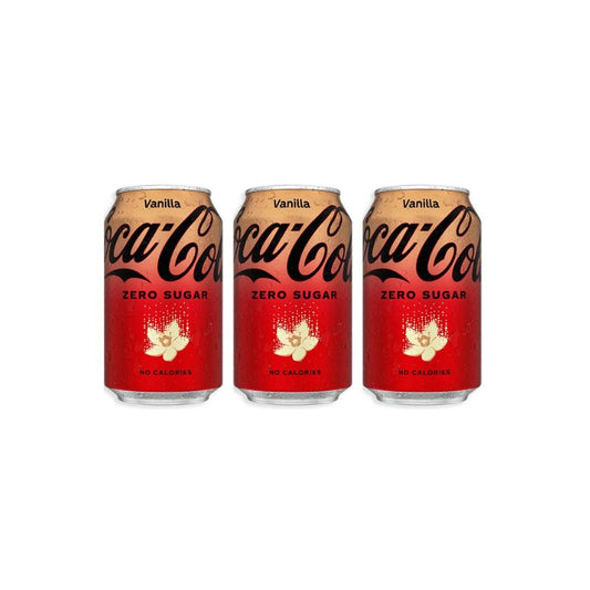 Coca Cola Vanilla Zero Sugar Drink Imported 330ml (Imported) -(Pack of 3)