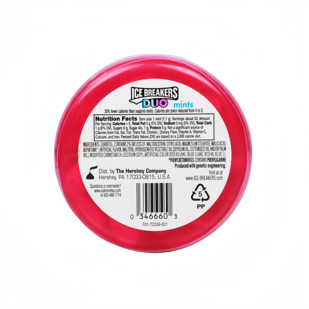 Buy Ice Breakers Duo Fruit + Coolmints, Raspberry, 36 Grams Container (Pack of 2)